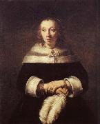 Rembrandt Harmensz Van Rijn A woman with solfjader of a strutsplym Spain oil painting artist